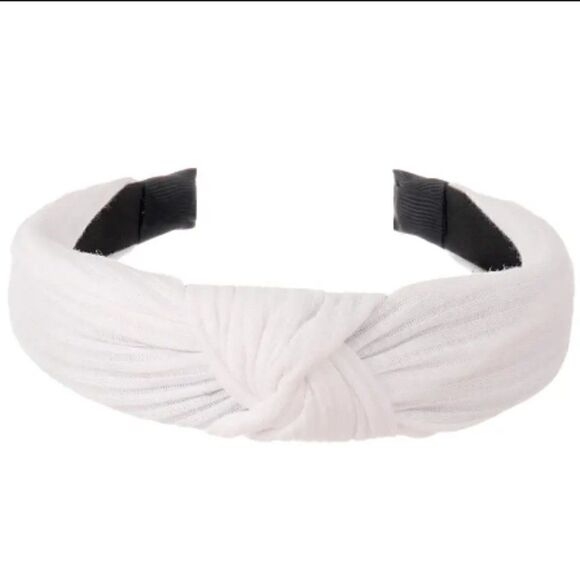 White Ribbed Top Knot Headband - Picture 1 of 1